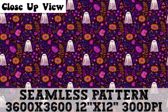 Floral Halloween Ghosts Seamless Pattern Review