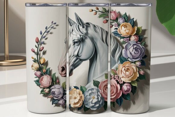 Floral White Horse 20oz Tumbler Wrap Review