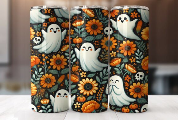 Halloween Floral Cute Ghost Tumbler Wrap Review