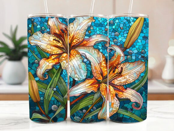 Purple Floral Lily Tumbler Wrap PNG Review