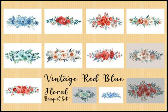Vintage Red Blue Floral Bouquet Set Review